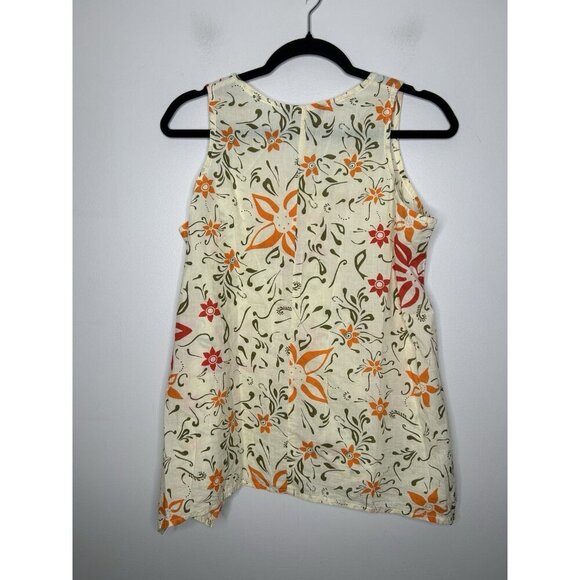 Yak N Yeti Yellow Floral Sleeveless Tank Tunic Summer Top Size Small - Picture 5 of 9